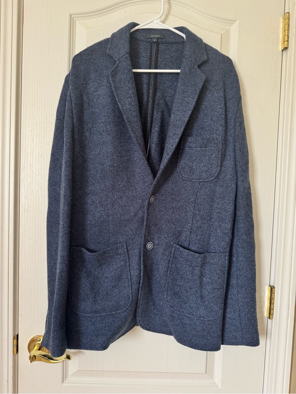 Turtleson Men’s Boiled Wool Sport Jacket Blazer Blue Size Large